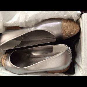 Chanel rare two tone flats in silver & ros…